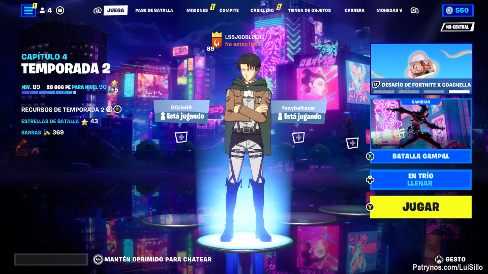 Que onda raza!! Nos vemos a las 7:30 en mi twitch:
www.twitch.tv/darkblueeyes95
Estaré en:
Fortnite: realizando las misiones diarias
Ghostwire: completaré 2 capitulos
Resident evil 4: completando 2 capitulos en modo profesional con bazooka infinita
Tal vez me quede más tarde si entran mis amigos para jugar versus en creativo,si quieres agregarme para jugar en fortnite agrégame como LSSJGDBLUE95